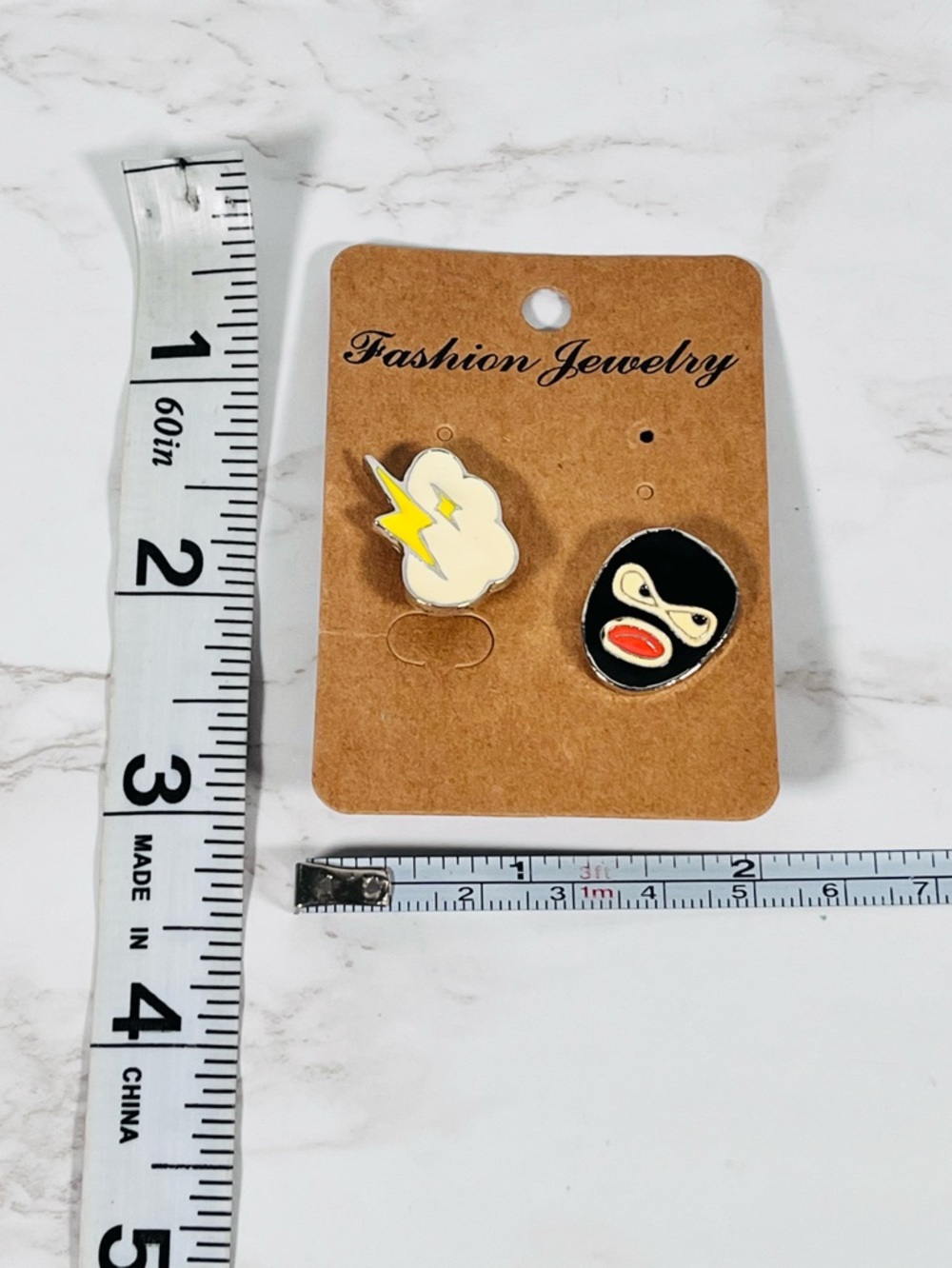 Fashion Jewelry Lightning Cloud & Mask Pin  Set - Picture 3 of 4